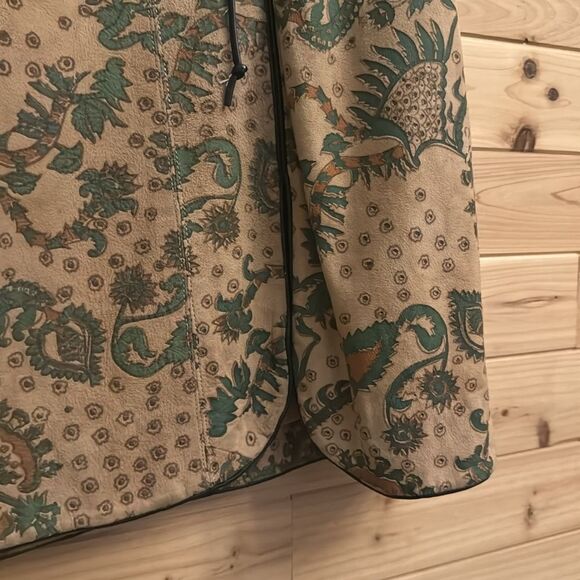 Vintage Beene Bazaar Size Medium/8 Suede Leather Paisley Lined Knee Length Skirt - Picture 5 of 14